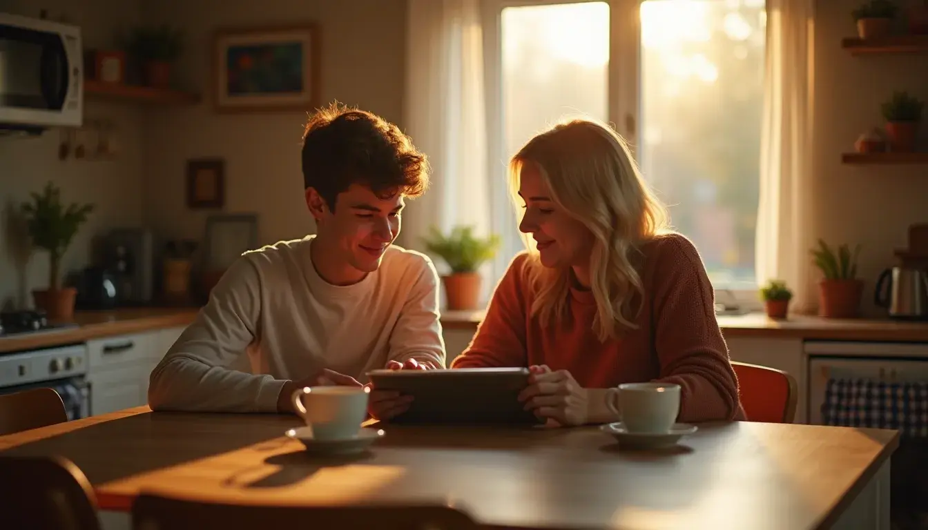 Familie im Gespräch über KI