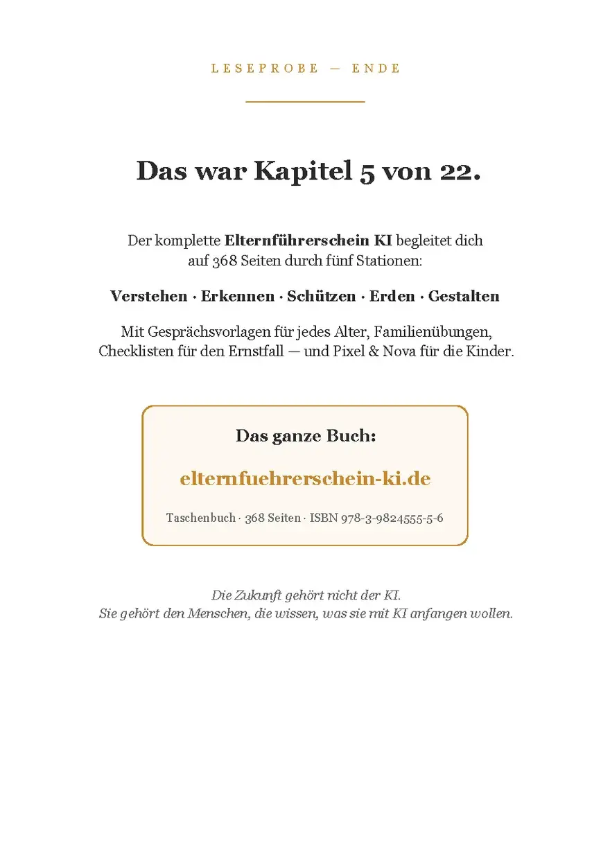 Leseprobe Seite: Abschluss der Leseprobe mit Hinweis auf das ganze Buch